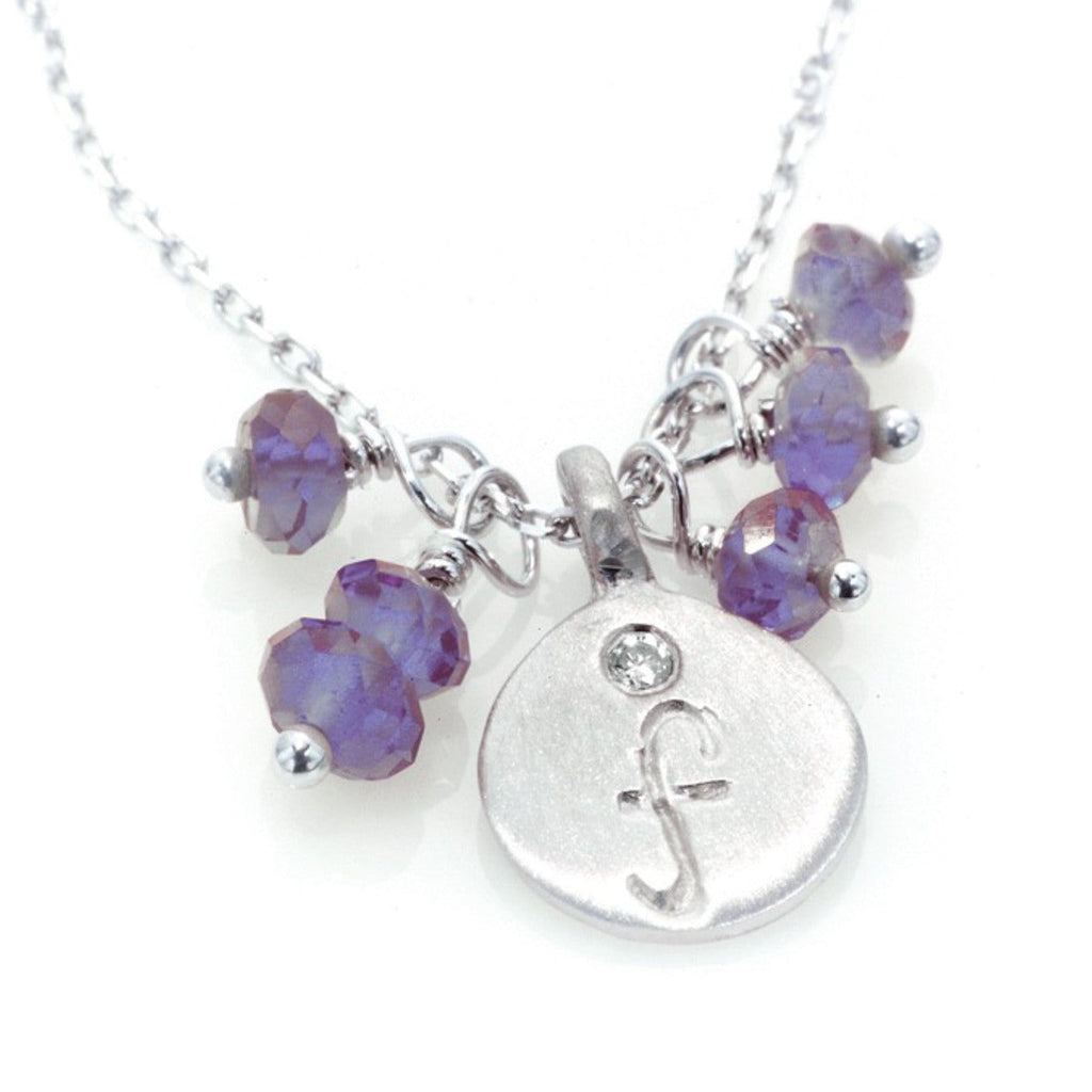Love Letter necklace, 14kt white gold with Amethyst adornment
