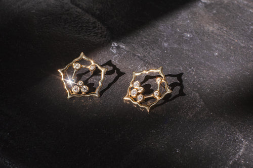 14K Gold Diamond Starburst Stud Earrings