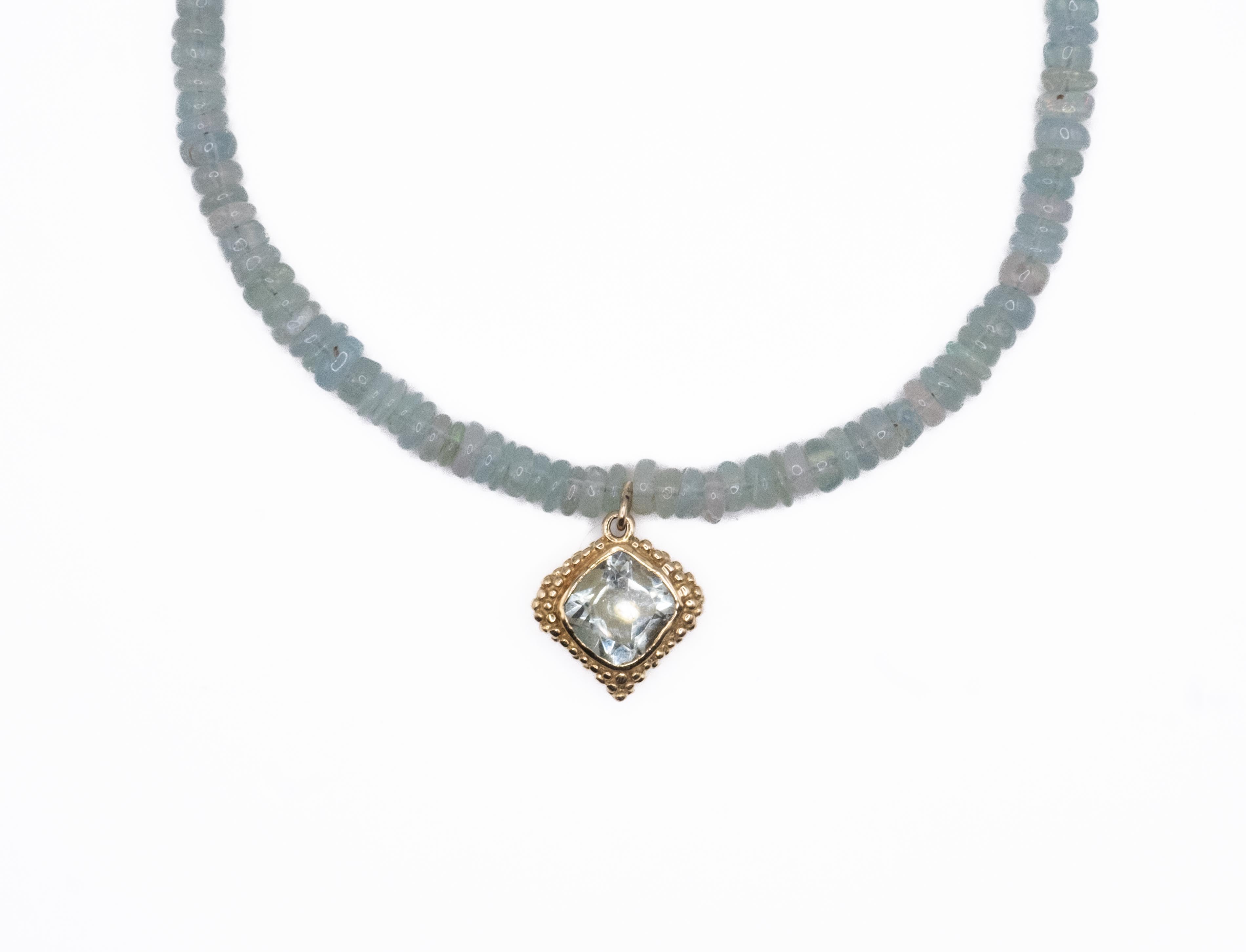 18K Gold & Opal Amethyst Necklace with Diamond