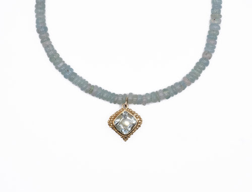 18K Gold & Opal Amethyst Necklace with Diamond