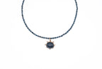 18K Gold, Natural Blue Diamond & London Blue Topaz Necklace