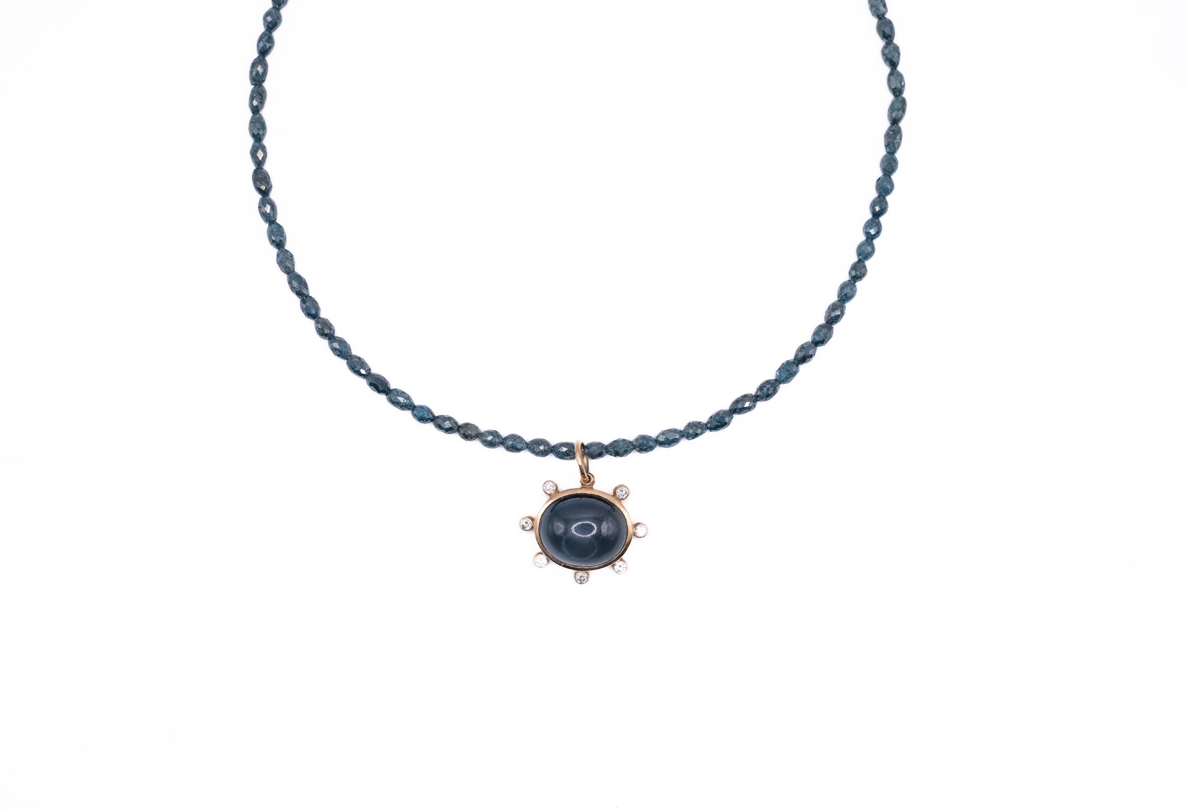 18K Gold, Natural Blue Diamond & London Blue Topaz Necklace