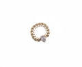 18K Gold Cuban Link Ring with Kite-Cut Stone