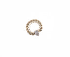 18K Gold Cuban Link Ring with Kite-Cut Stone