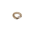 18K Gold Cuban Link Ring with Cushion-Cut Stone