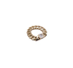 18K Gold Cuban Link Ring with Cushion-Cut Stone
