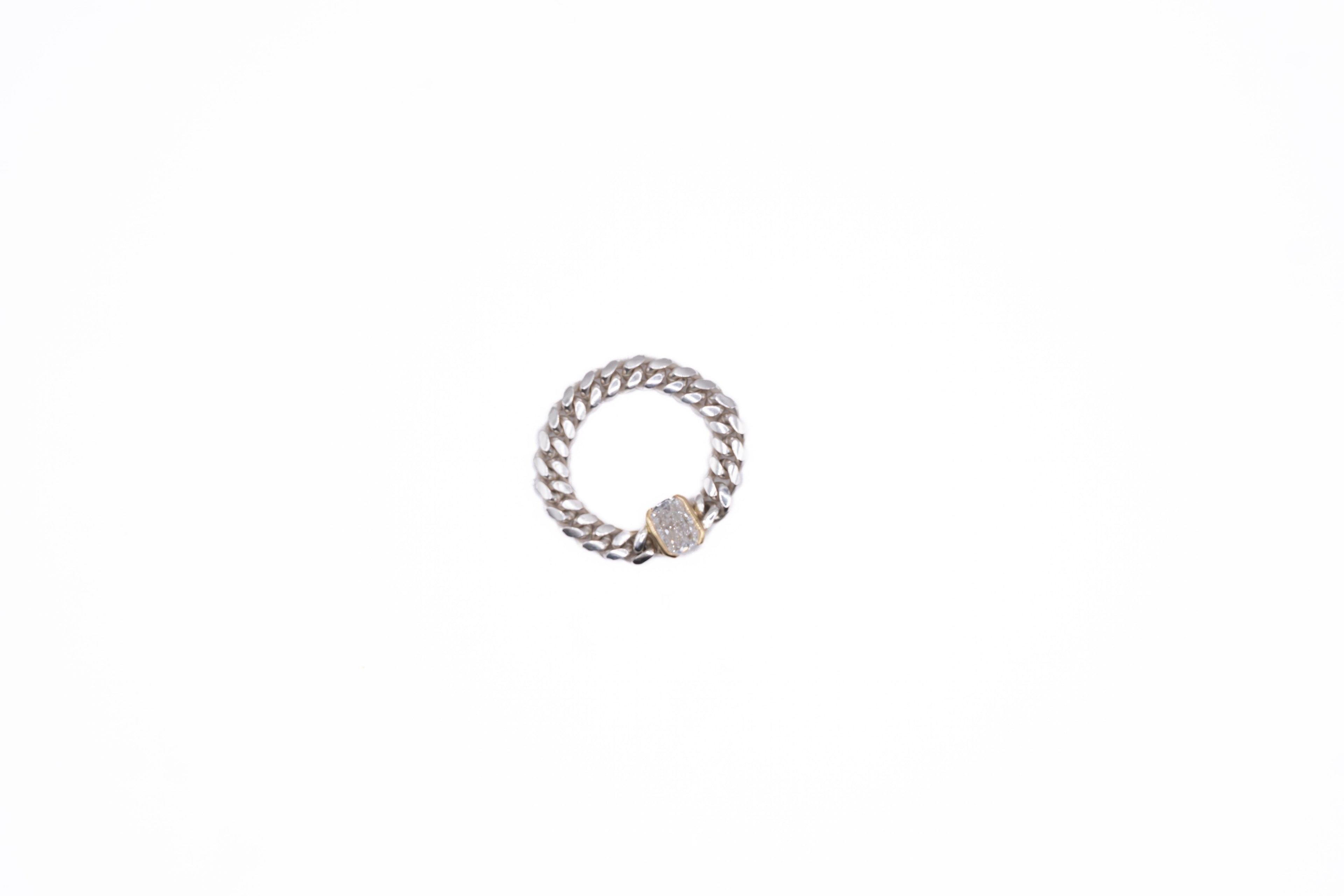 Sterling Silver & 18K Gold Druzy Chain Ring