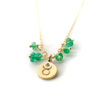 Taurus zodiac Love Letter charm in 14kt yellow gold with emerald dangles