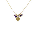 Love Letter necklace in 14kt yellow gold with amethyst adornments
