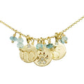Diamond dog paw Love Letter charm in 14kt yellow gold with aqua dangles