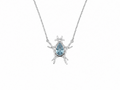 Scarab necklace in sterling silver with a pear-cut blue topaz