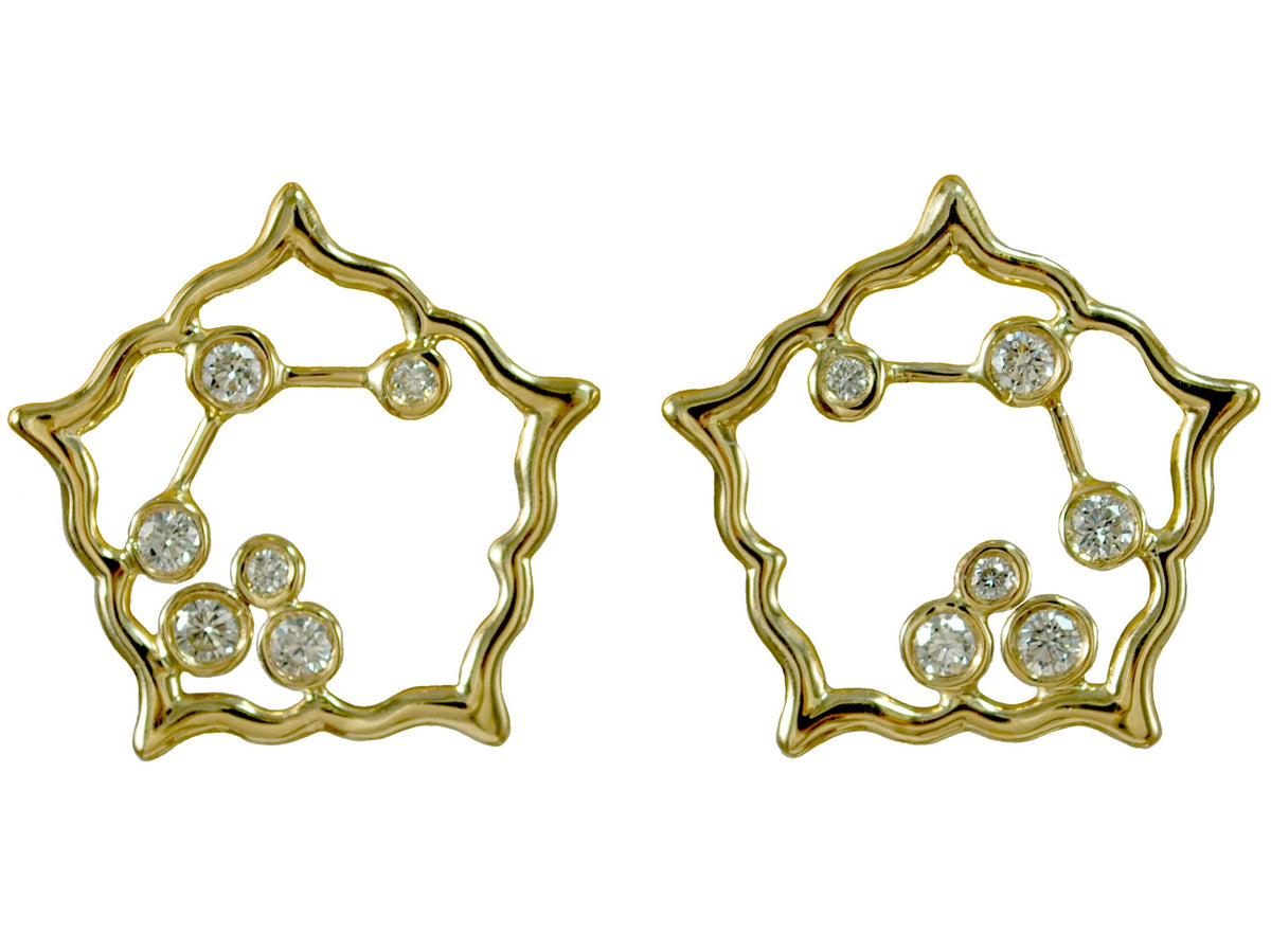 14K Gold Diamond Starburst Stud Earrings
