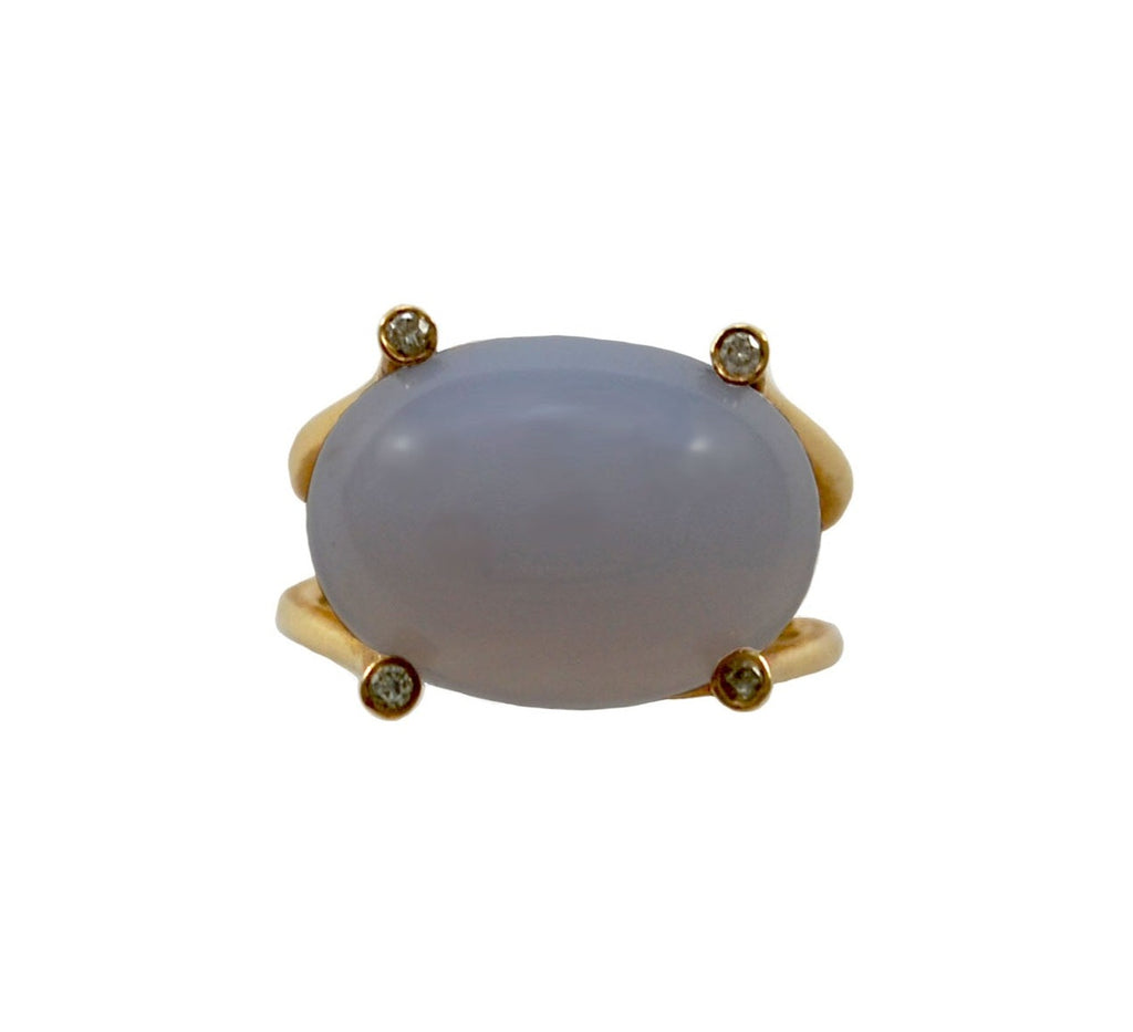 Cosmos Holly Blue Chalcedony and Diamond Ring
