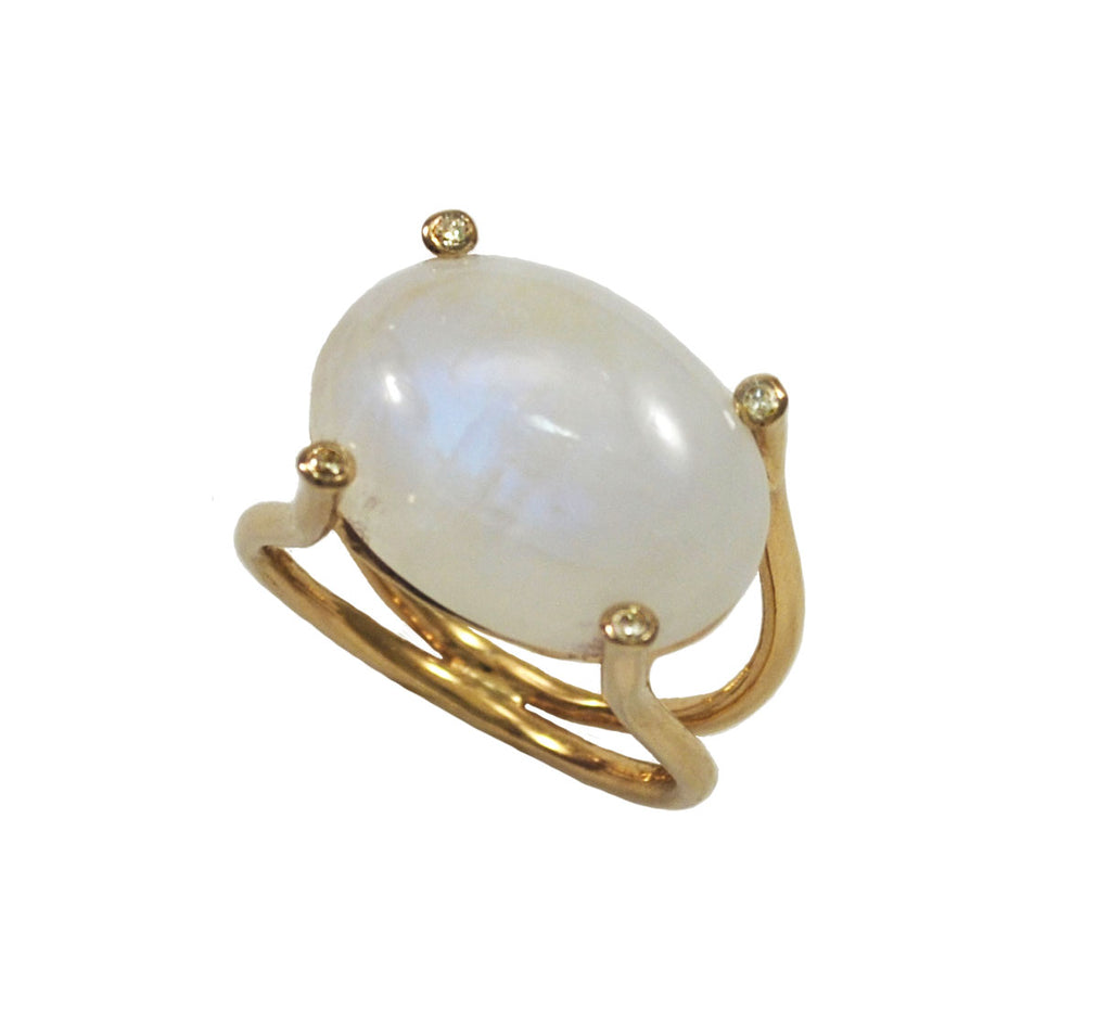 Cosmos Moonstone and Diamond Ring