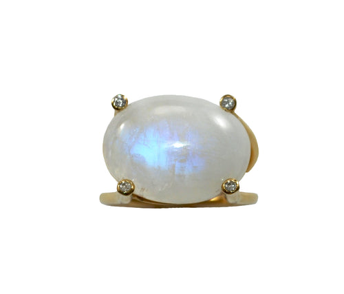 Cosmos Moonstone and Diamond Ring