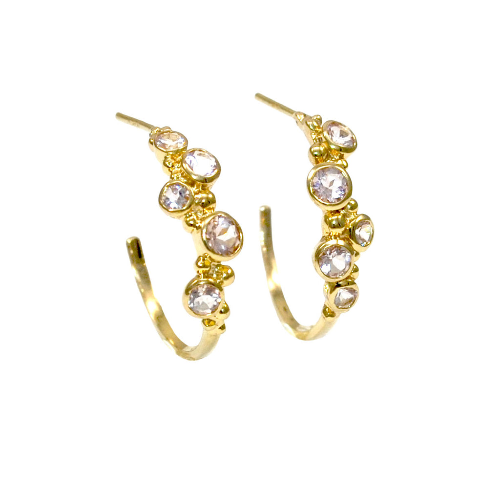 Soleil Morganite Demi Hoop Earrings