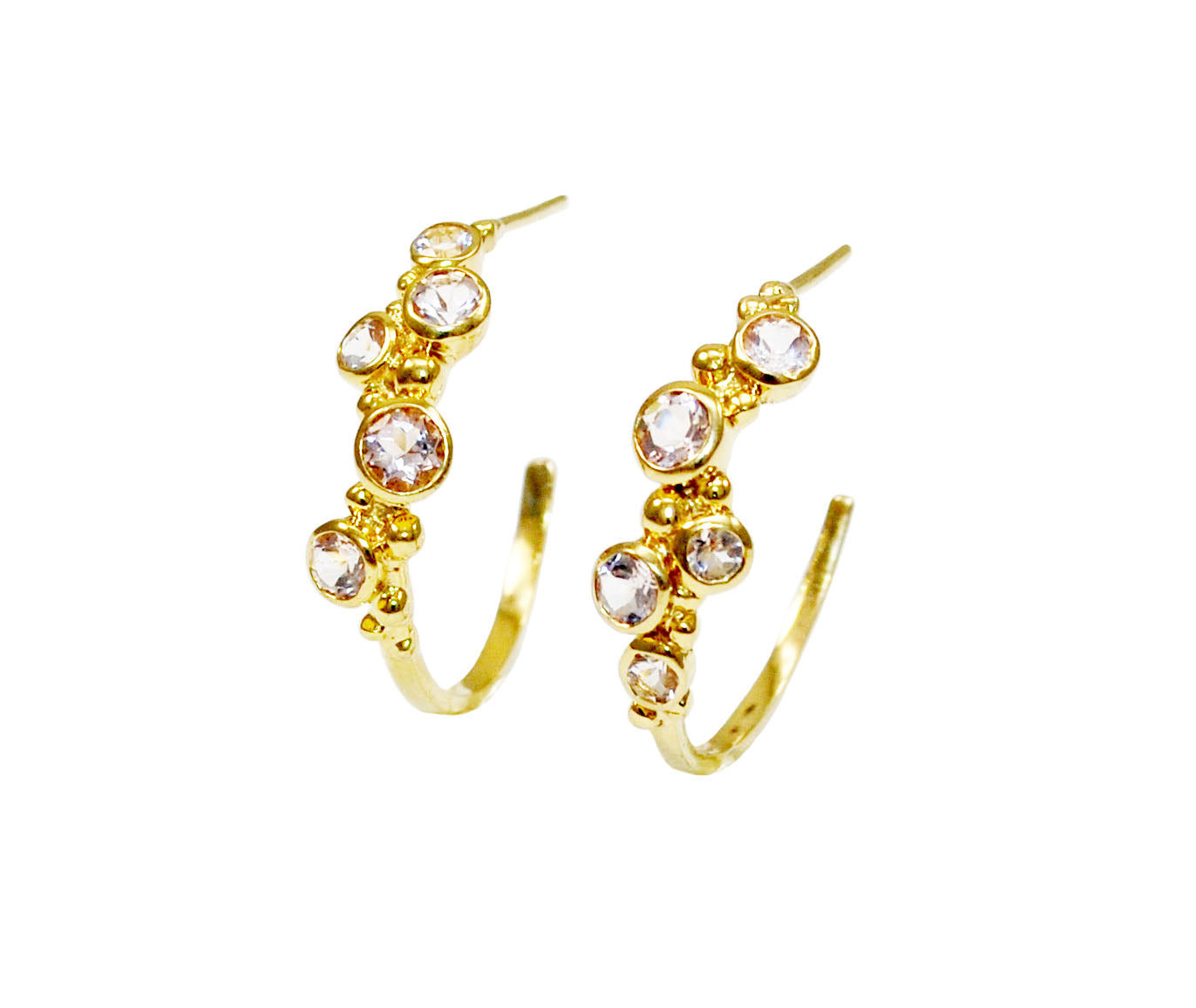 Soleil Morganite Demi Hoop Earrings