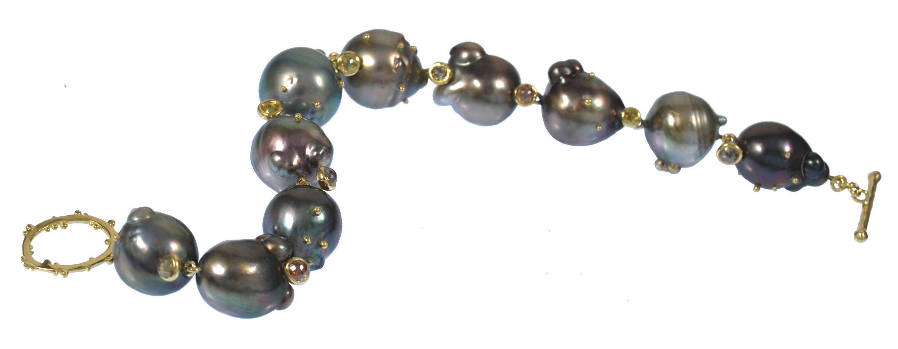 Moorea Black Tahitian Pearl and Diamond Bracelet